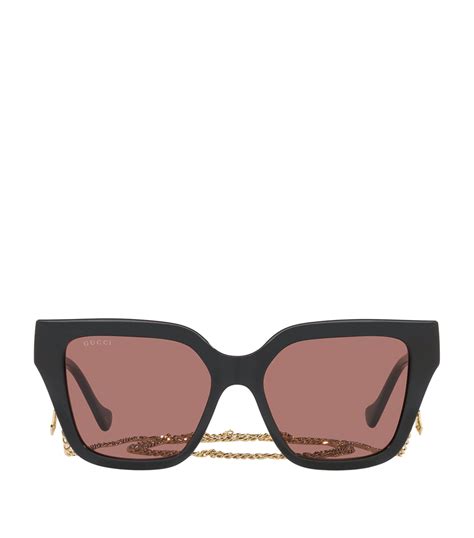 gucci small rectangle sunglasses|gucci rectangular sunglasses with chain.